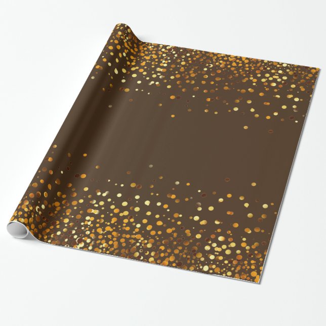 Brown Guld Glitter confetti Faux Foil Presentpapper (Utrullad)