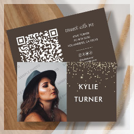Brown | GULD GLITTER | Foto | QR-kod | SOCIAL Visitkort