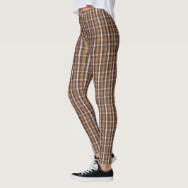 Brown Guld Hösthösten Mönster Leggings