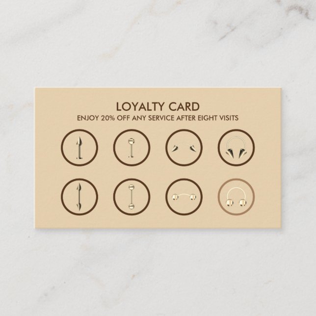 Brown Guld Loyalty Body Piercing Lojalitetskort (Framsida)