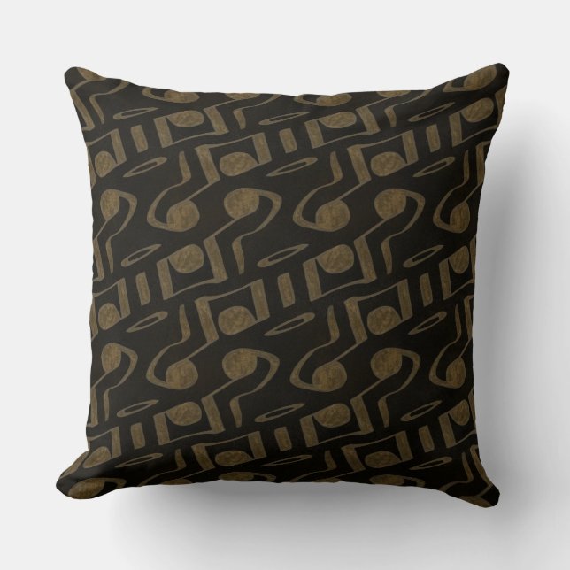 Brown Guld Musik noter Reversible Pillow Kudde (Framsida)
