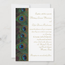Brown, Guld Peacock Feathers Bröllbjudan Inbjudningar