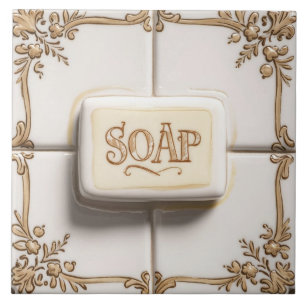 Brown Guld & White Pub på Soap Funny Bathroom Kakelplatta