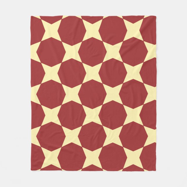 Brown Gult Circle Hexagon Art-Deco Retro Mönster Fleecefilt (Framsidan)