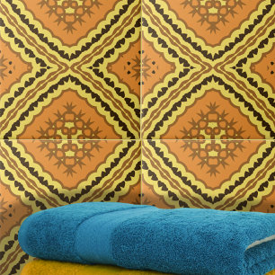 Brown Gult Oriental Mosaic Geometric Mönster Kakelplatta