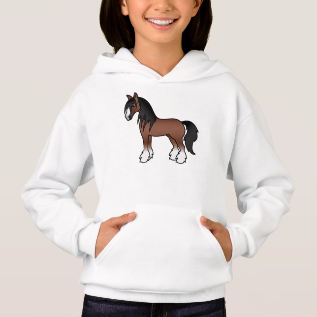 Brown Gypsy Vanner Clydesdale Shire Tecknad Horse T Shirt (Framsida)