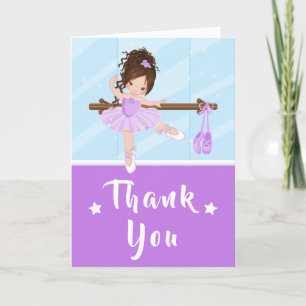 Brown Hair Ballerina Lila Birthday Tack Car Kort