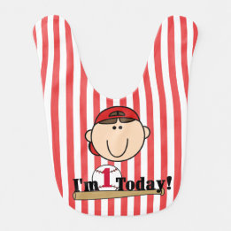 Brown Hair Baseball 1:a födelsedagen bib Hakklapp