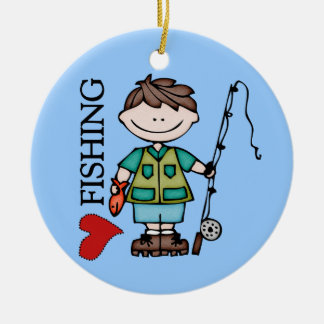 Brown Hair Boy I Kärlek fiskar ornament