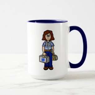 Brown Hair Female EMS Sjukvårdare Mugg