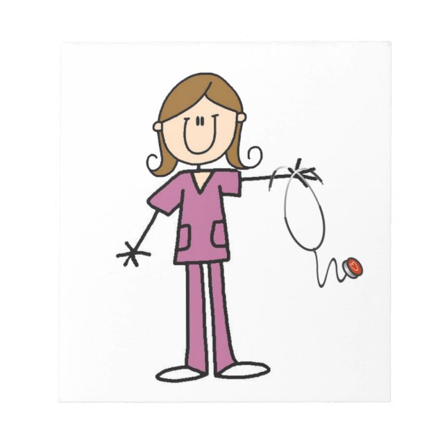 Brown Hair Female Stick figur Nurse Anteckningsblock (Framsida)