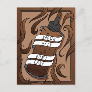 Brown Hair Funny Tecknad Tattoo Dye Flaska Vykort