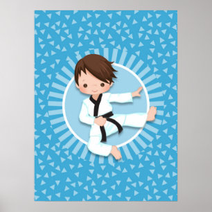 Brown Hair Karate Boy Judo Martial Arts Poster
