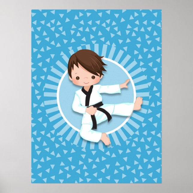 Brown Hair Karate Boy Judo Martial Arts Poster (Framsidan)