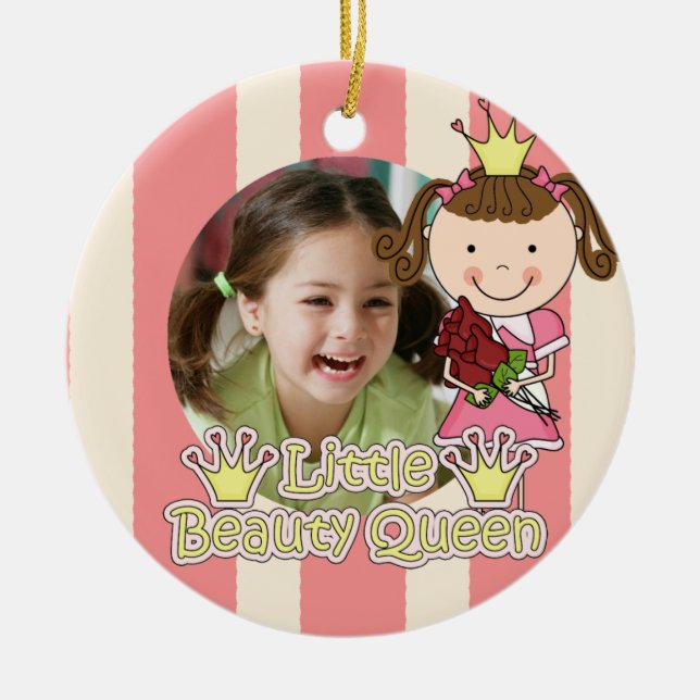 Brown Hair Little Beauty Queen Photo Ornament (Framsidan)