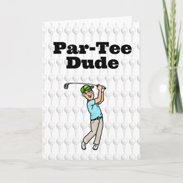 Brown Hair Male Golfer Greeting Card Kort (Framsida)