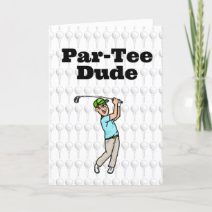 Brown Hair Male Golfer Greeting Card Kort
