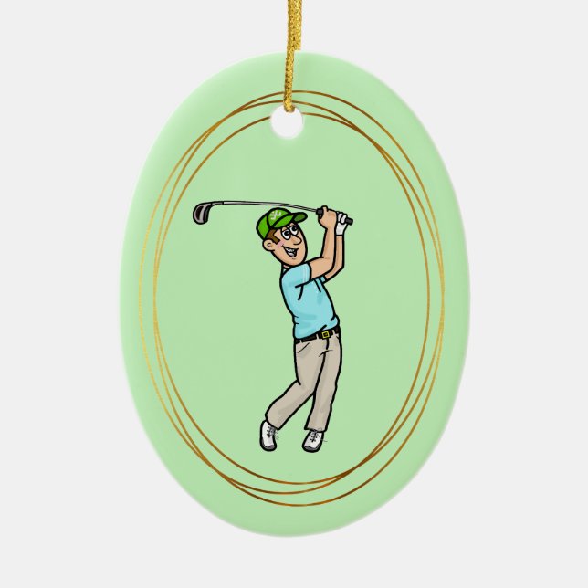 Brown Hair Male Golfer Ornament (Framsidan)