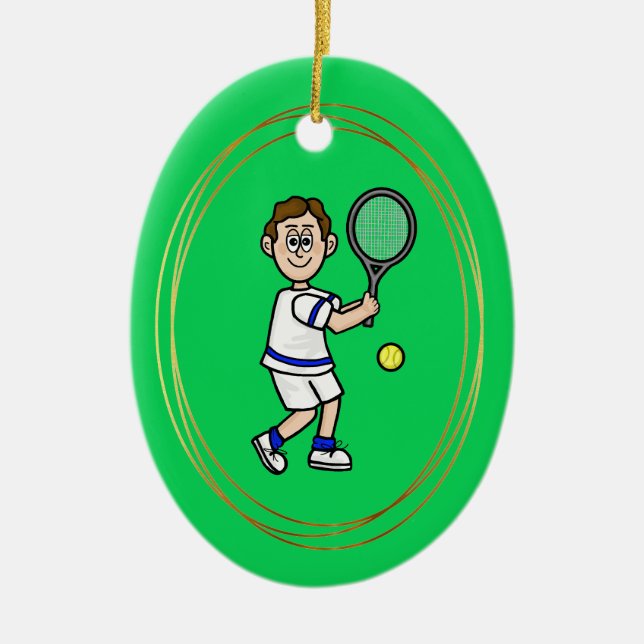 Brown Hair Male Tennis Player jul Ornament (Framsidan)