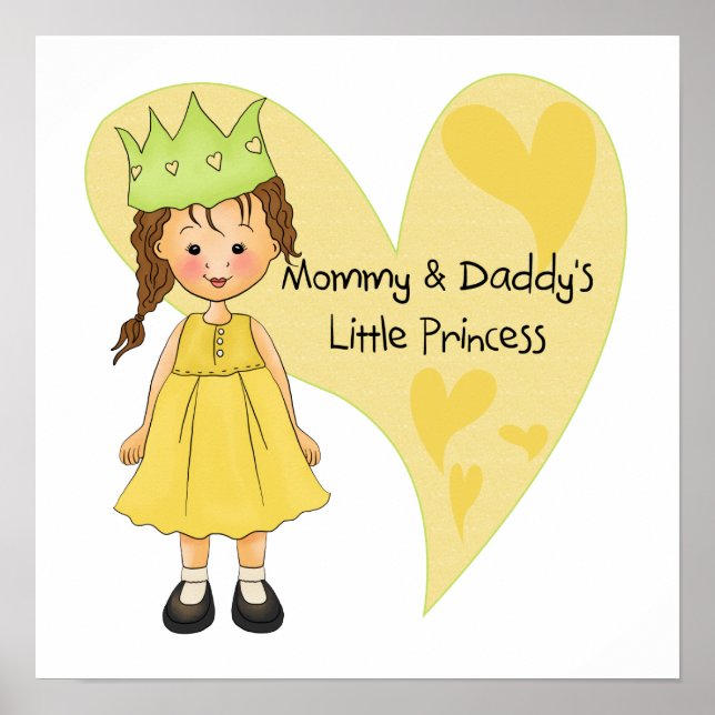 Brown Hair Mamma och Pappor Princess Poster (Framsidan)