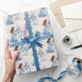 Brown Hair Princess och Castle Presentpapper