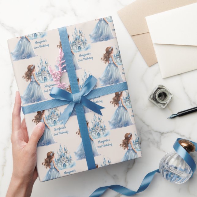 Brown Hair Princess och Castle Presentpapper (Gifting)