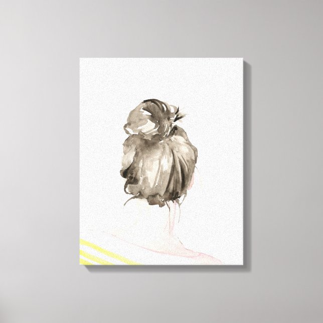Brown Hair Top Knot Bun Canvastryck (Framsida)