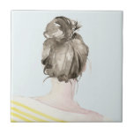 Brown Hair Top Knot Bun Kakelplatta<br><div class="desc">Top Knot Sailor Rand I av Jennifer Paxton Parker. | 138995 GG</div>