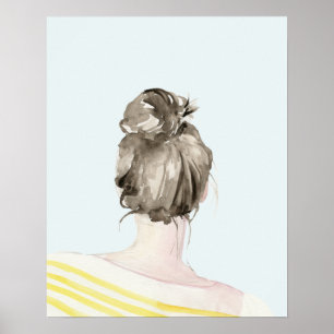Brown Hair Top Knot Bun Poster