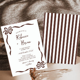 Brown Hand plockade Bow Ribbon Sketch Bröllop Inbjudningar
