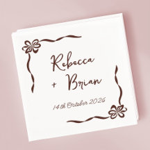 Brown Hand plockade Bow Ribbon Sketch Bröllop