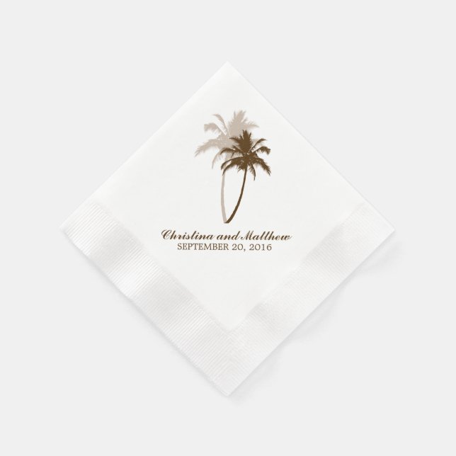Brown Handflatan Träd Beach Wedding Pappersservett (Hörn)