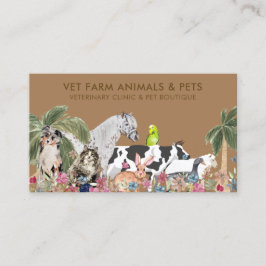Brown Handflatan Träd Farm Animal Cat Hund Bird Pe Visitkort