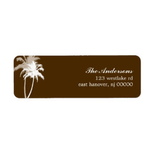 Brown Handflatan Träd Tropical Beach Wedding Returadress Etikett