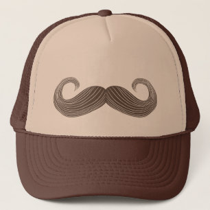 Brown Handlebar Mustache Truckerkeps