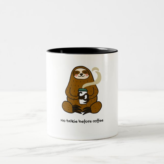 Brown har ingen talkie före kaffe Två-Tonad mugg (Center)
