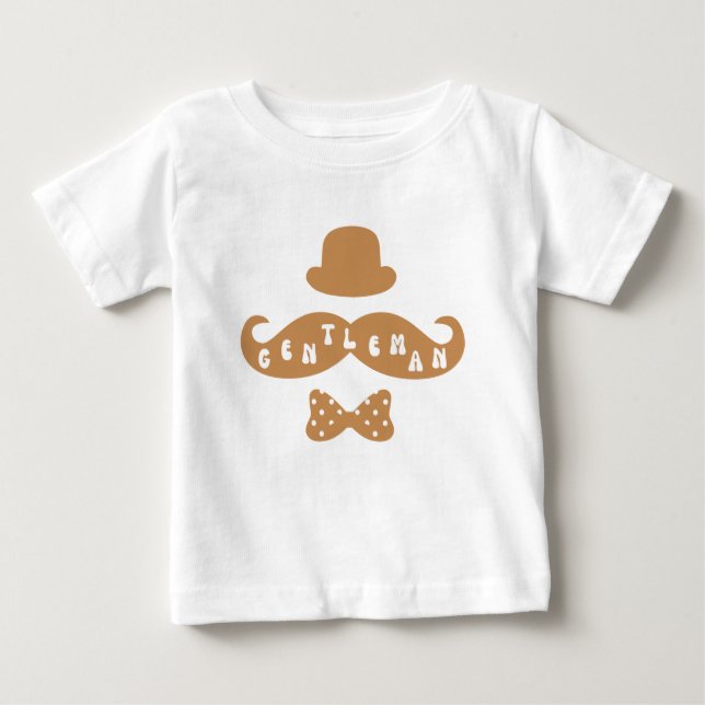 Brown Hat Mustache Avslappnad Pojke T-Shirt (Framsida)