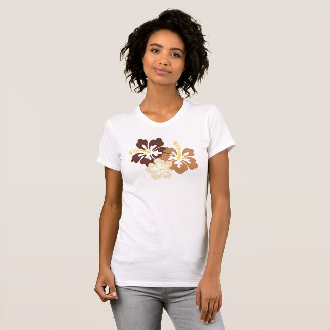 Brown Hawaiian Flowers T Shirt (Hel framsida)