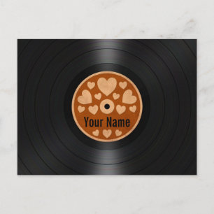 Brown Hearts Personlig Vinyl Record Album Vykort