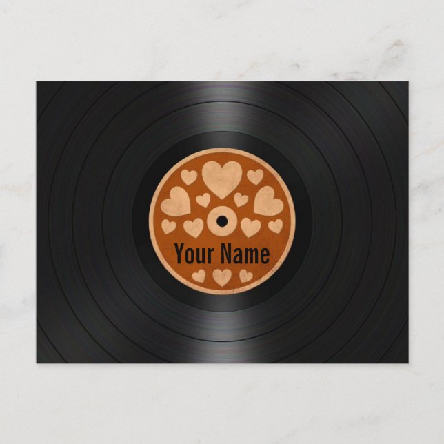 Brown Hearts Personlig Vinyl Record Album Vykort (Framsida)