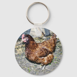 Brown Hen på bakgården Nyckelring