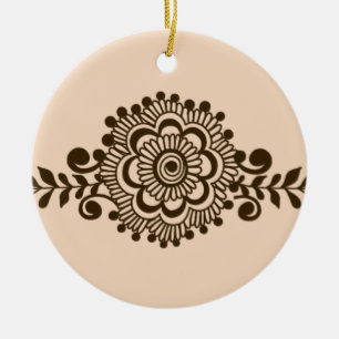 Brown Henna Tattoo - Brown Mehendi Motifs Julgransprydnad Keramik