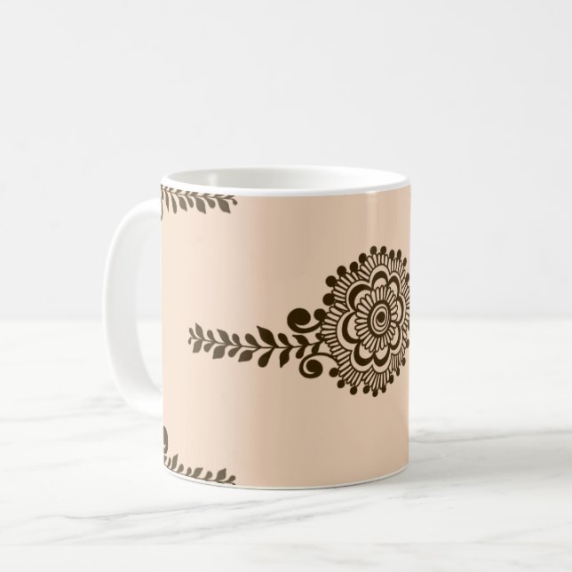 Brown Henna Tattoo - Brown Mehendi Motifs Kaffemugg (Framsida vänster)