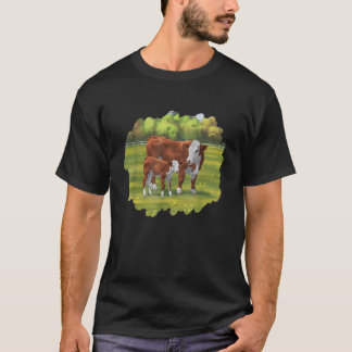 Brown Hereford Cow Cute Calf Boskap T Shirt