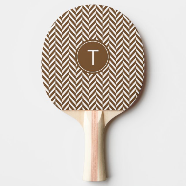 Brown Herringbone Anpassningsbar Ping Pong Paddle Pingisracket (Framsidan)