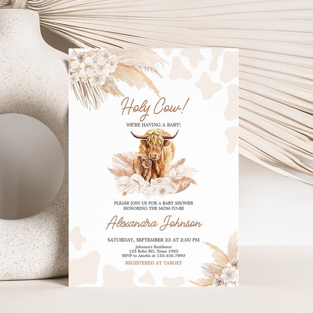 Brown Highland Cow Baby Shower Inbjudningar (Highland Cow Baby Shower Invitation)