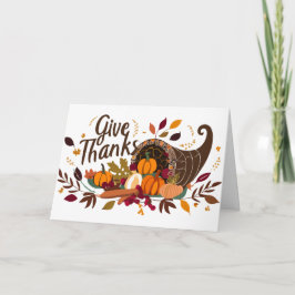 BROWN HORN OF PLENTY THANKSGIVING CARD KORT