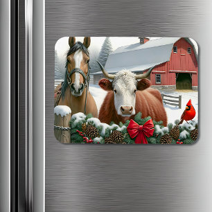 Brown Horse and Cow Julgård Magnet
