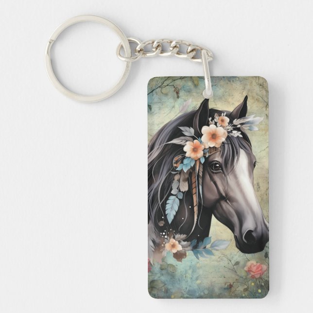  Brown horse in flowers. (Framsidan)