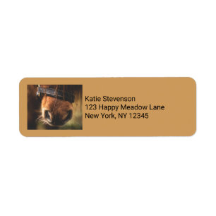Brown Horse Nose Photo Cute and Rustic Returadress Etikett